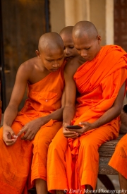Monks at phone
